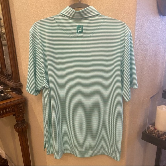FootJoy Men Green Striped Squirrel Embroidery Polo Golf Shirt Size Small - Picture 4 of 8